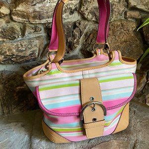 COACH Pastel Canvas/Leather Bucket Purse